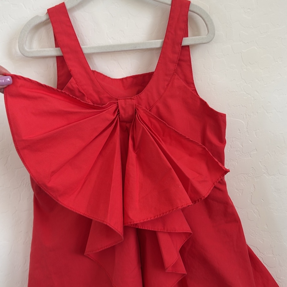 Red Ruffle Bow Detail Toddler Dress 5T - Picture 3 of 9